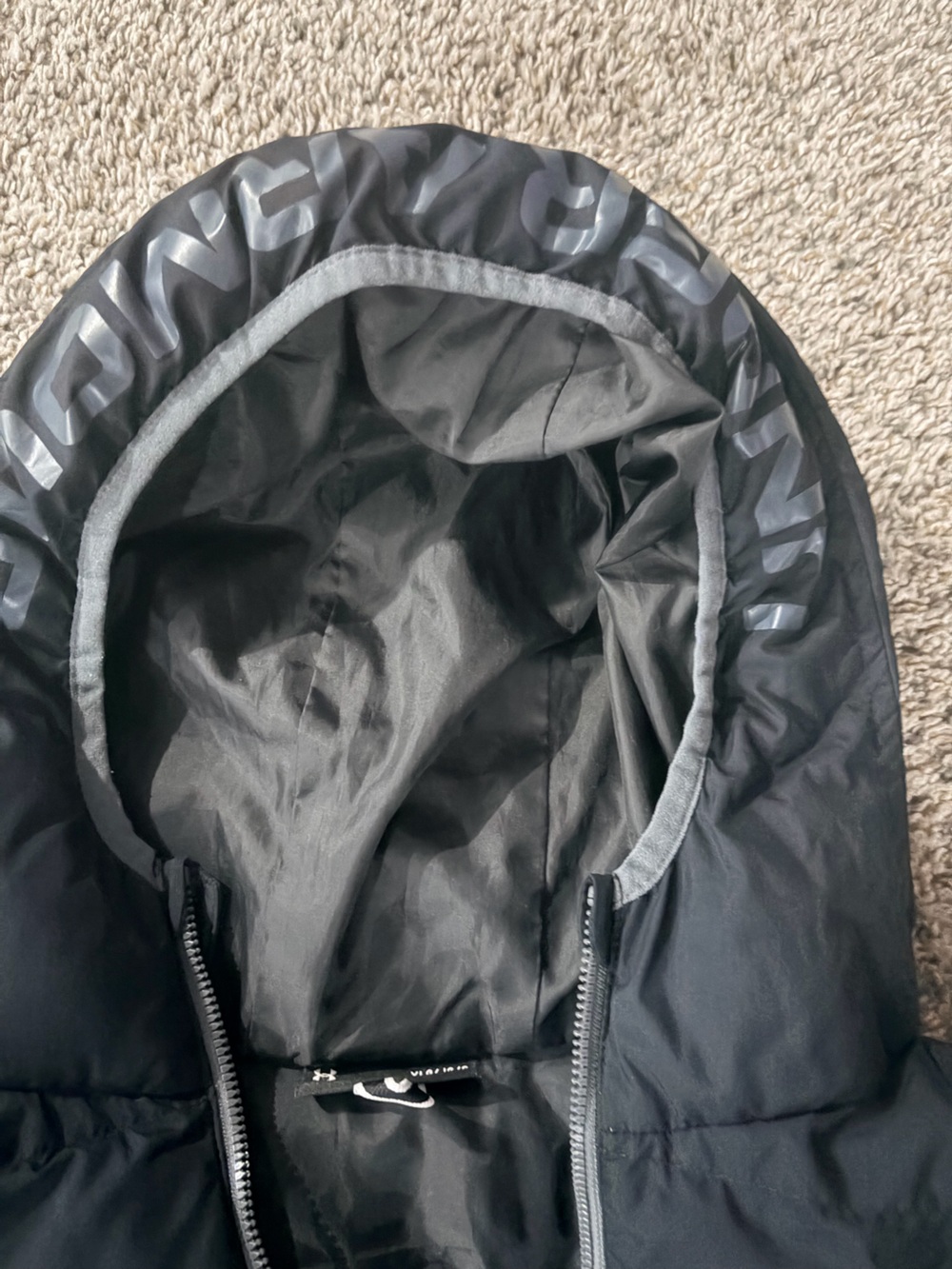 Under Armour Kids Black Hooded Puffer Coat - Picture 2 of 3